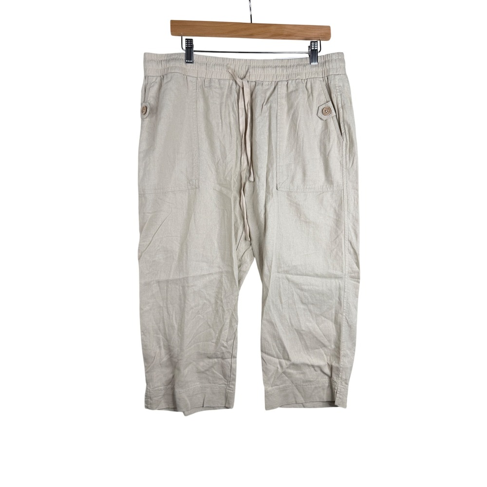 New Westbound The Island Mid Rise Straight Leg Linen Blend Pant size Large Petit